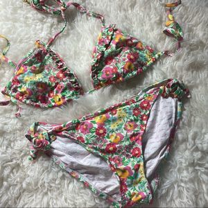Lilly Pulitzer Ants on Parade floral colorful pink green string bikini XS